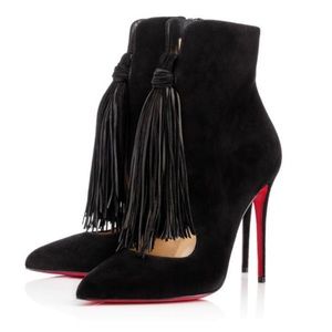 Authentic Christian Louboutin Ottocarl 100 38.5 bootie tassel suede point toe